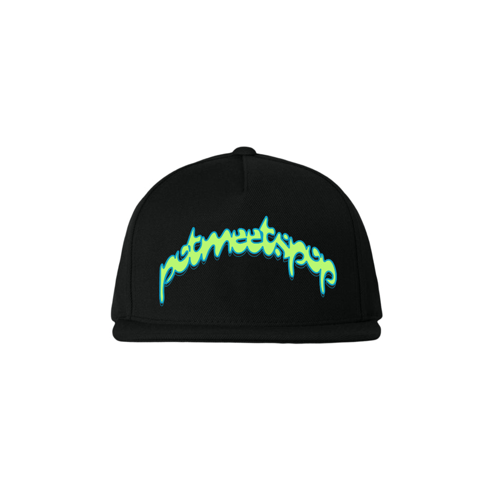 Pot Meets Pop Topi - Spell Out 5 Panel Snapback Black Fw25 - Cap