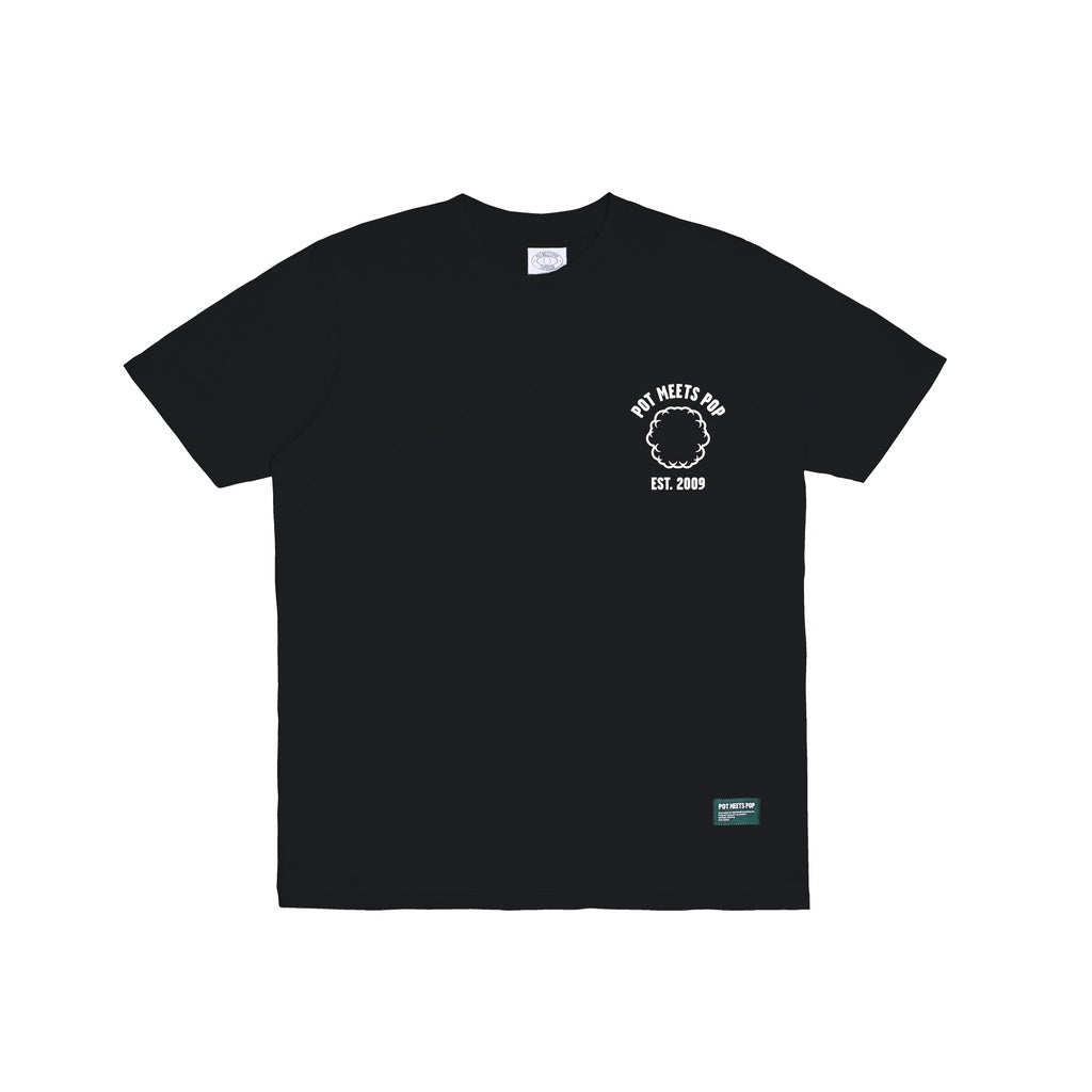 Pot Meets Pop Tshirt - Logo Smoke Tee Black Ss21