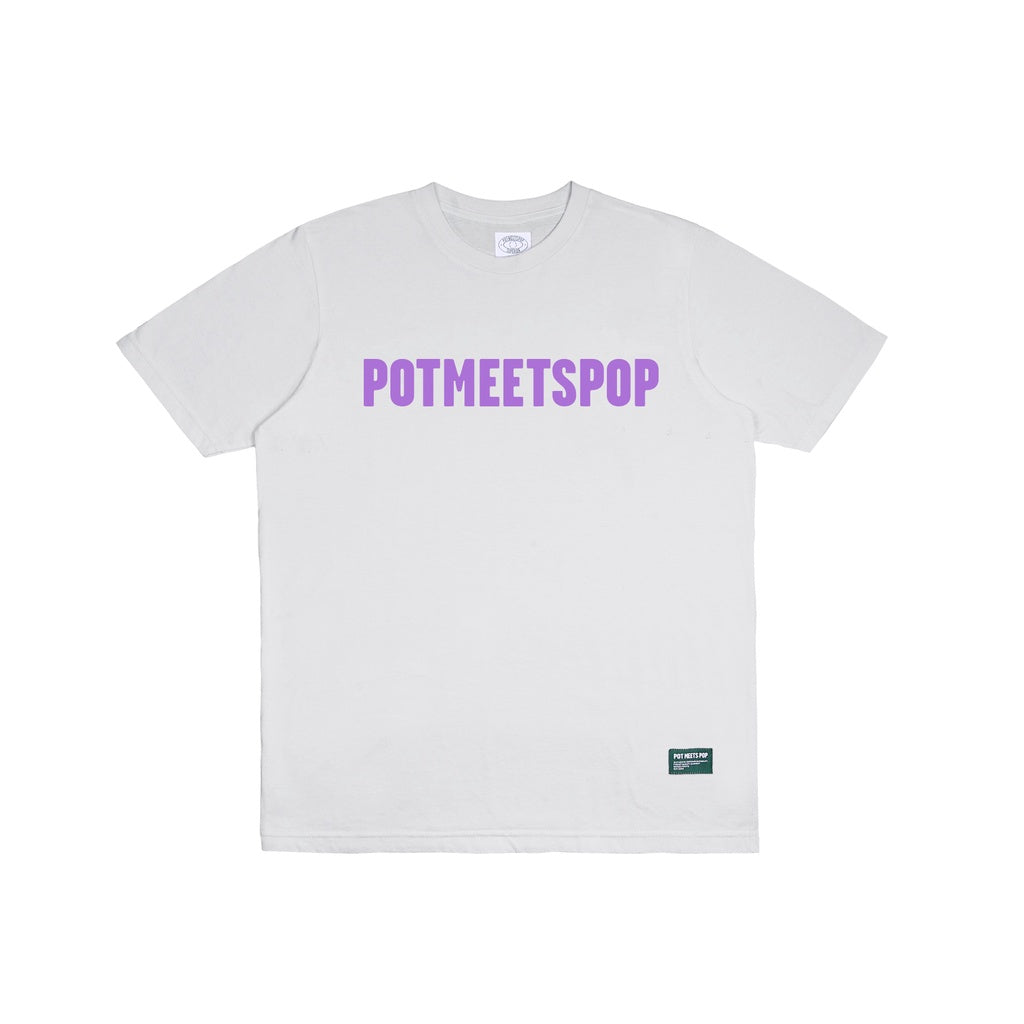 Pot Meets Pop Kaos Lengan Pendek - Logo Tee White Purple - T Shirt