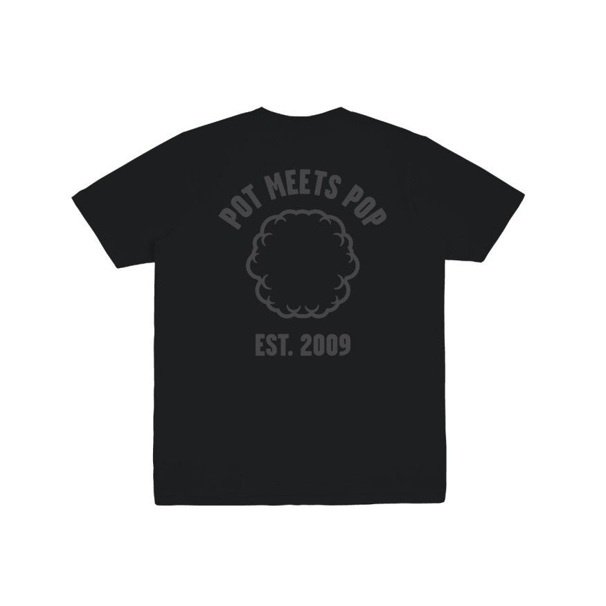 POT MEETS POP - LOGO SMOKE TEE BLACK ON BLACK