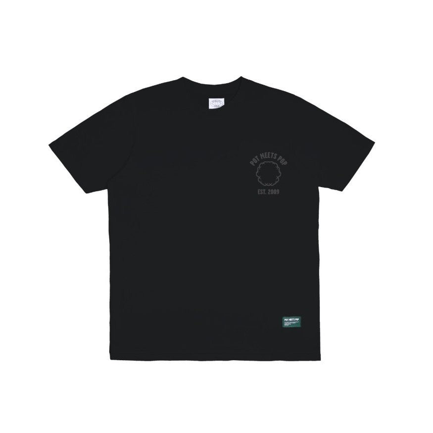 POT MEETS POP - LOGO SMOKE TEE BLACK ON BLACK