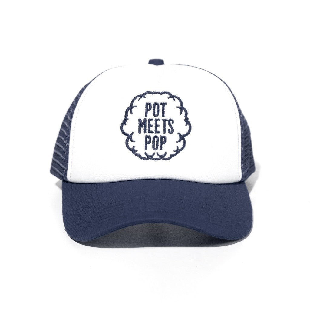 Pot Meets Pop Trucker Caps - Smoke Logo Trucker Caps Navy
