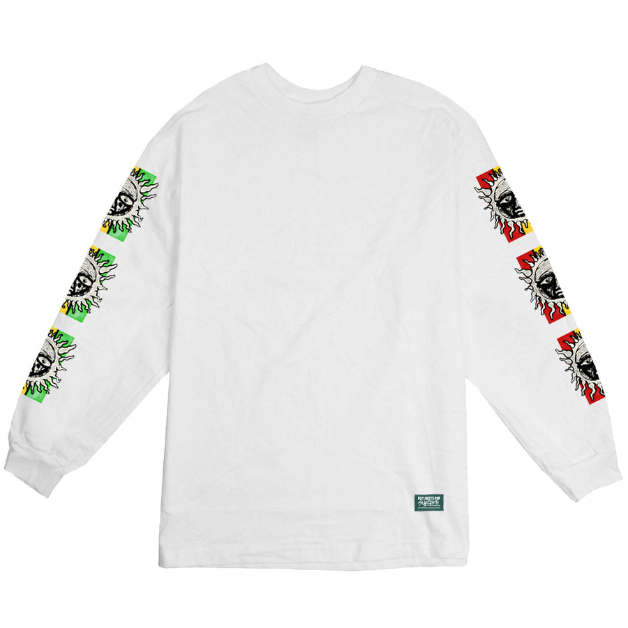 PMP X SUBLIME RASTA SUN LOGO LONGSLEEVE TEE WHITE